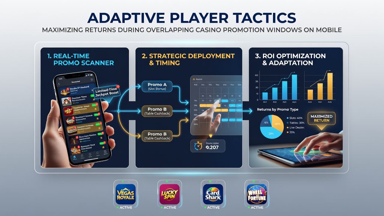Close-up of smartphone screen showing synchronized promotion calendars and real-time bonus tracking across casino applications