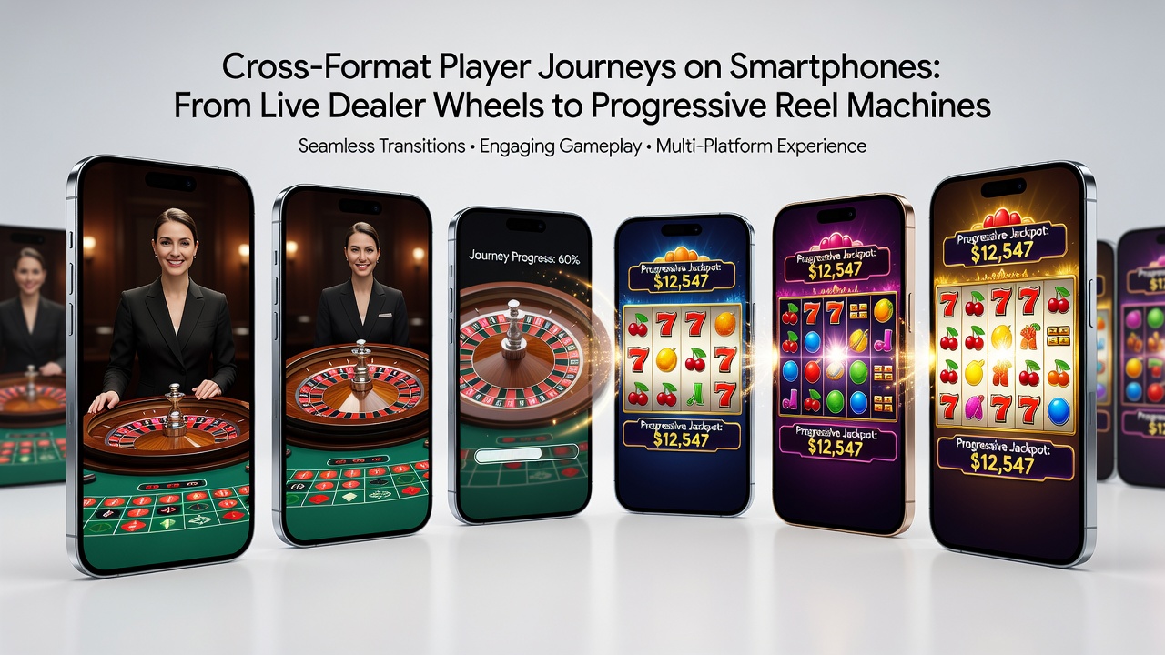 Mobile user interface showing balance transfer between live wheel and progressive reel sections with loyalty points displayed
