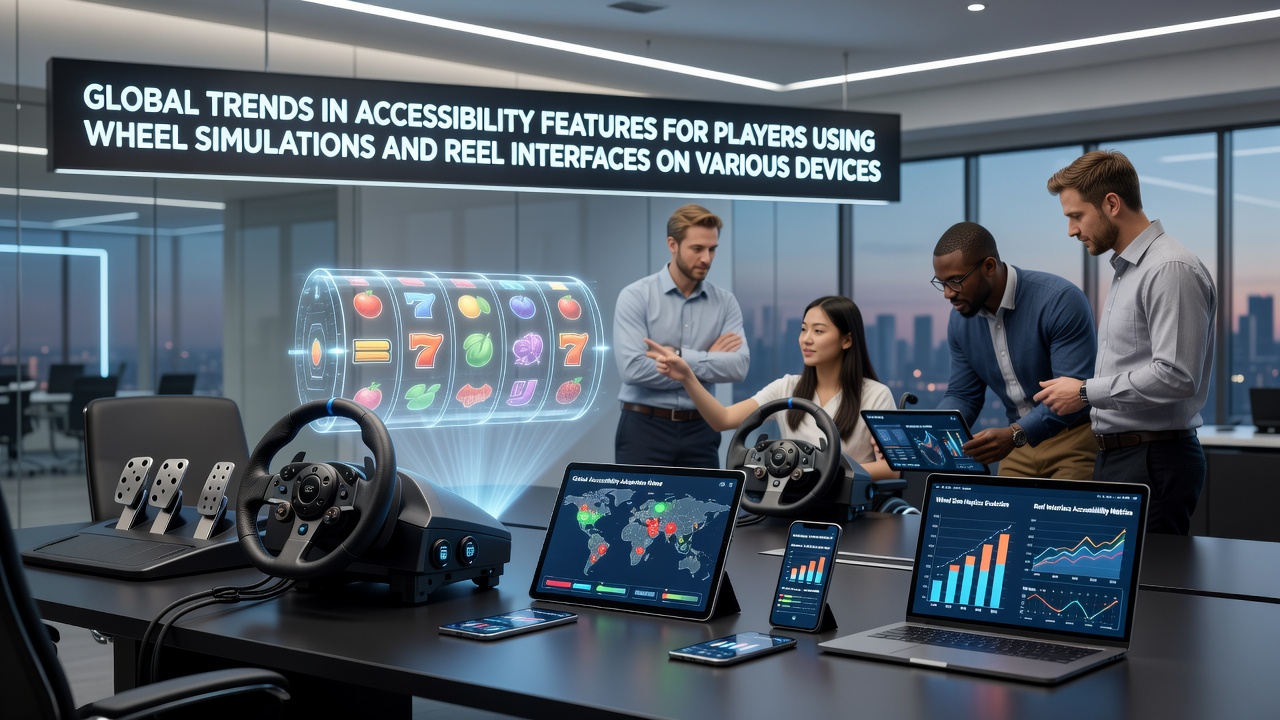 Players engaging with accessible wheel and reel interfaces on tablets and smartphones showing customizable controls