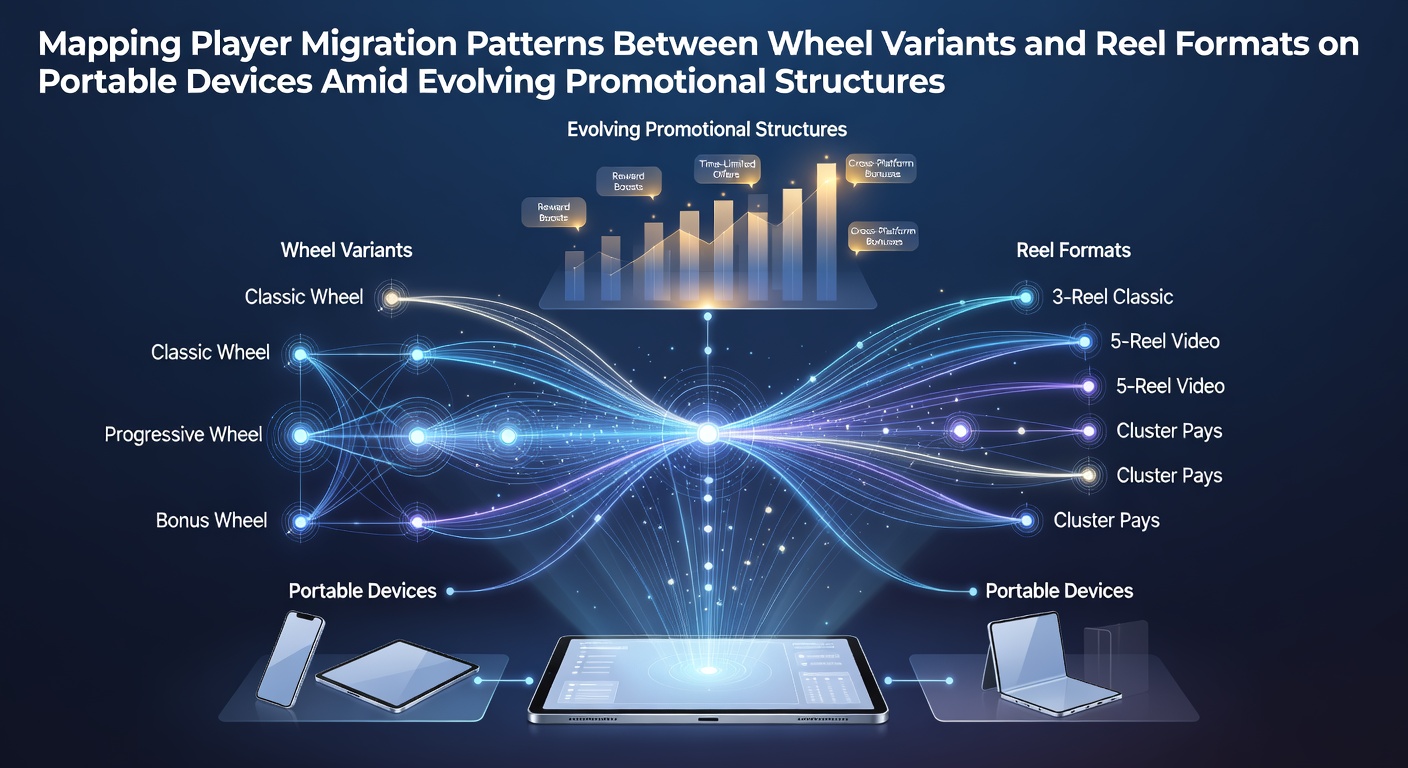 Player migration patterns visualized across mobile roulette wheels and slot reels with promotional overlays