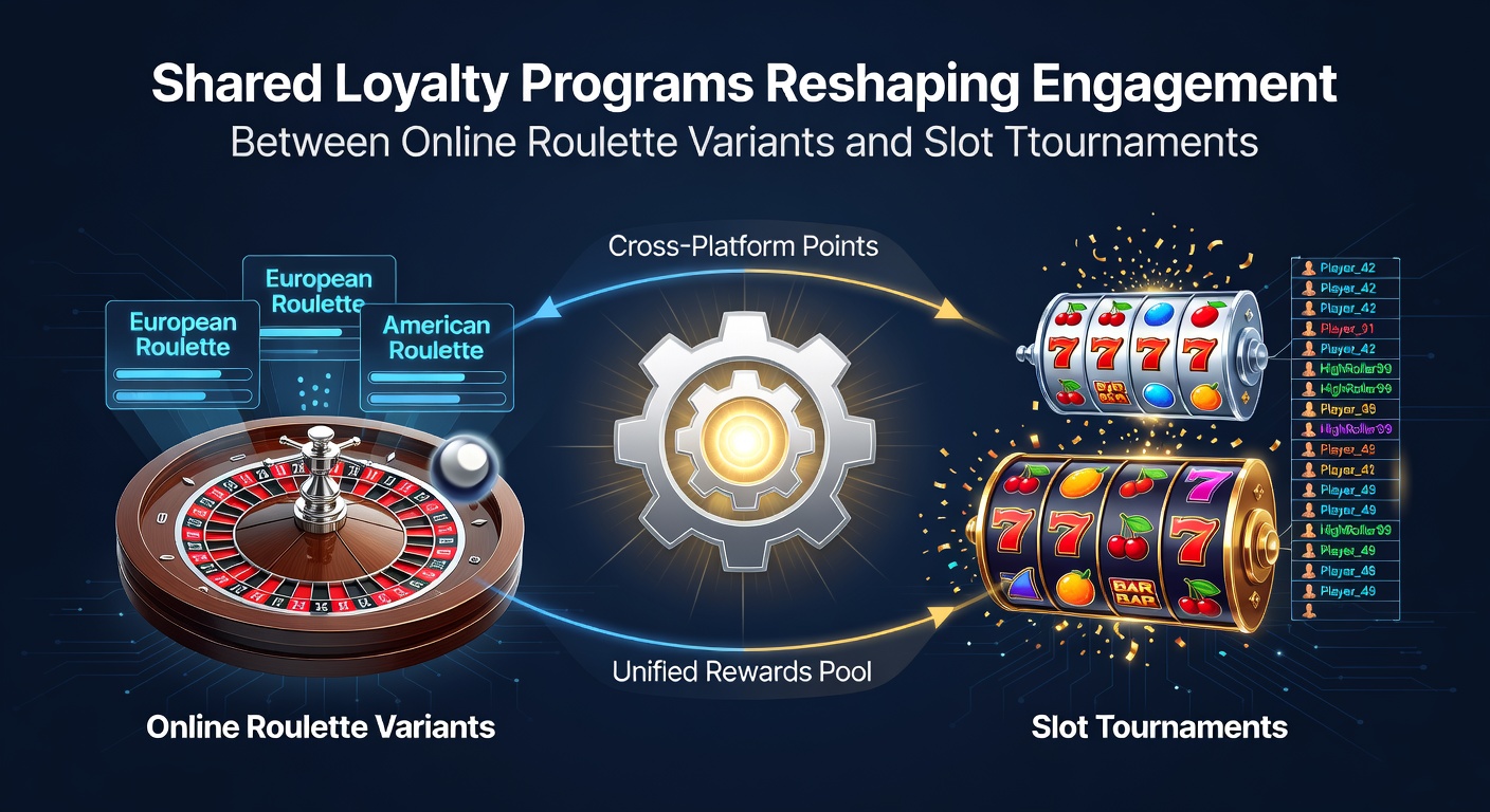 Digital interface showing integrated loyalty rewards across roulette variants and slot tournaments