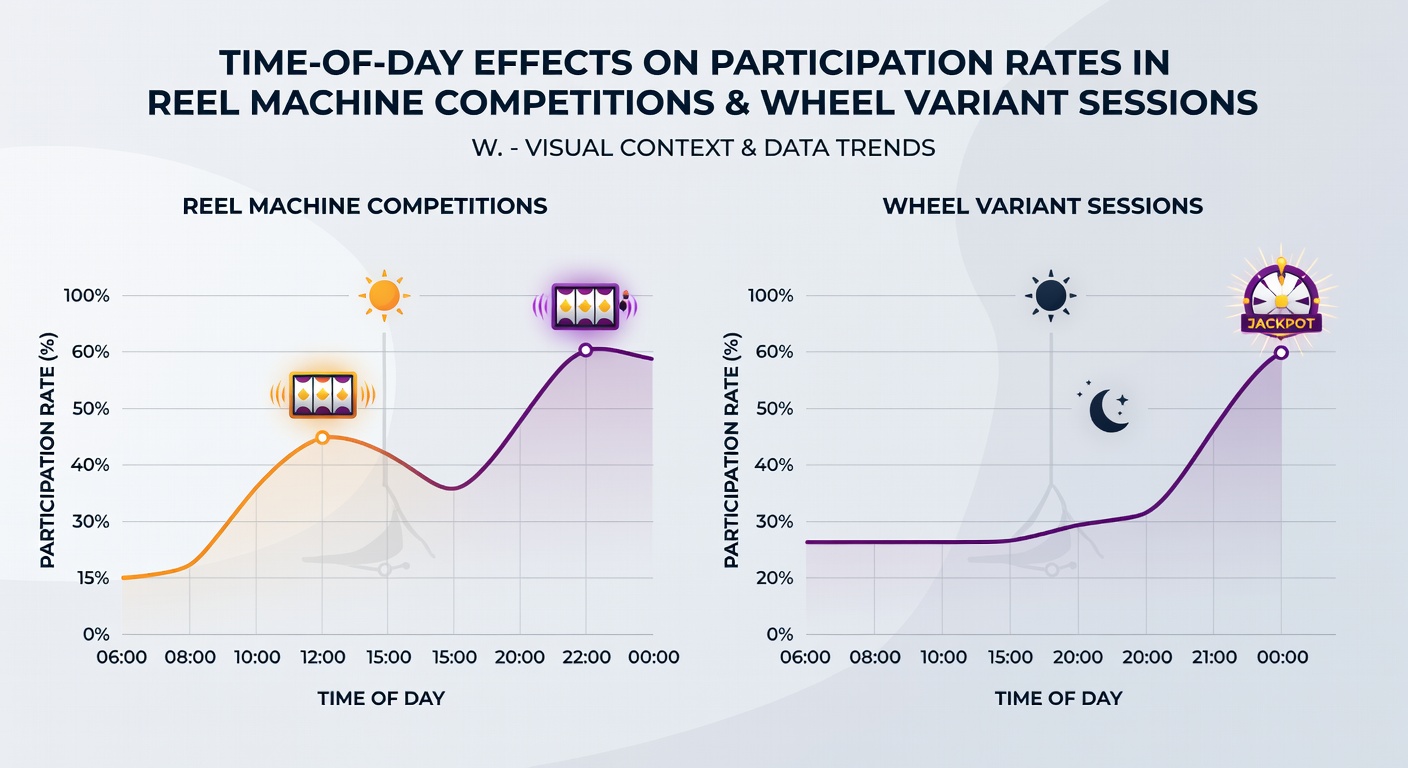 Analytics dashboard displaying participation rates for reel and wheel games segmented by time of day