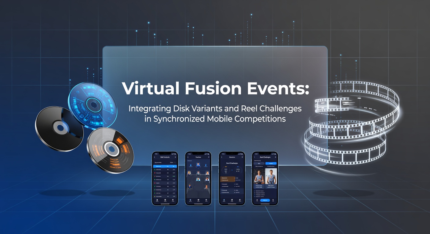 Mobile screen displaying synchronized virtual fusion event with integrated disk and reel elements