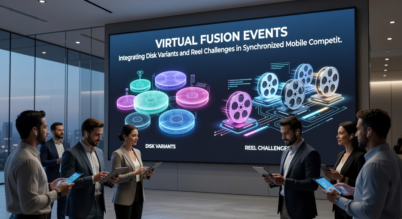 Group of mobile devices showing real-time fusion event interface with wheel and reel displays